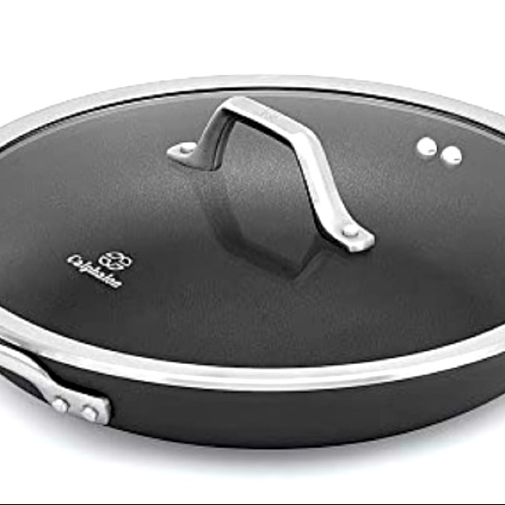 VINTAGE NIB CALPHALON PROFESSIONAL HARD ANODIZED NONSTICK CHEF PAN 10” BLACK/LID